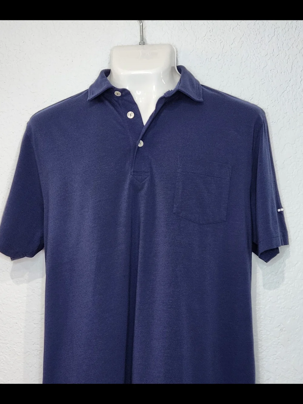 Peter Millar Navy Short-Sleeve Polo with Chest Pocket